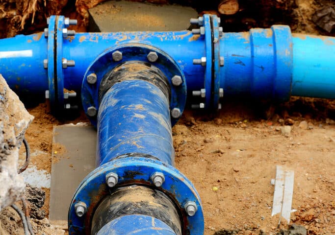 blue pipeline works in the ground